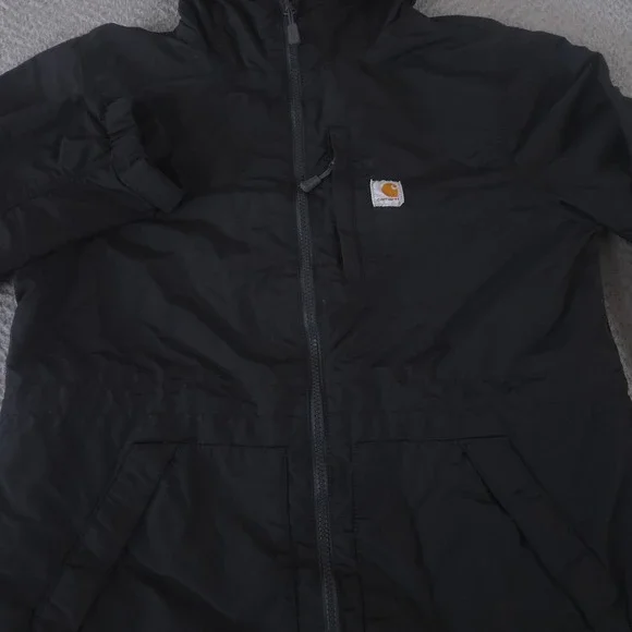 Carhartt Jacket Womens S Black Rockford Nylon Rain Defender Hooded Windbreaker - Picture 2 of 9